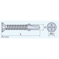BSB - blachowkręt samowiercący z frezami bocznymi, łeb stożkowy, gniazdo PH lub TX BSB - arvex